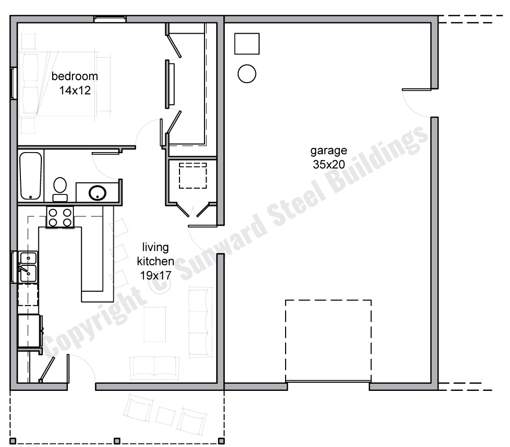 35x40 Barndominium Floor Plan