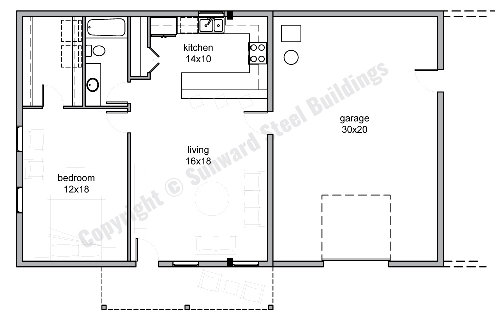 30x50 Barndominium Floor Plan