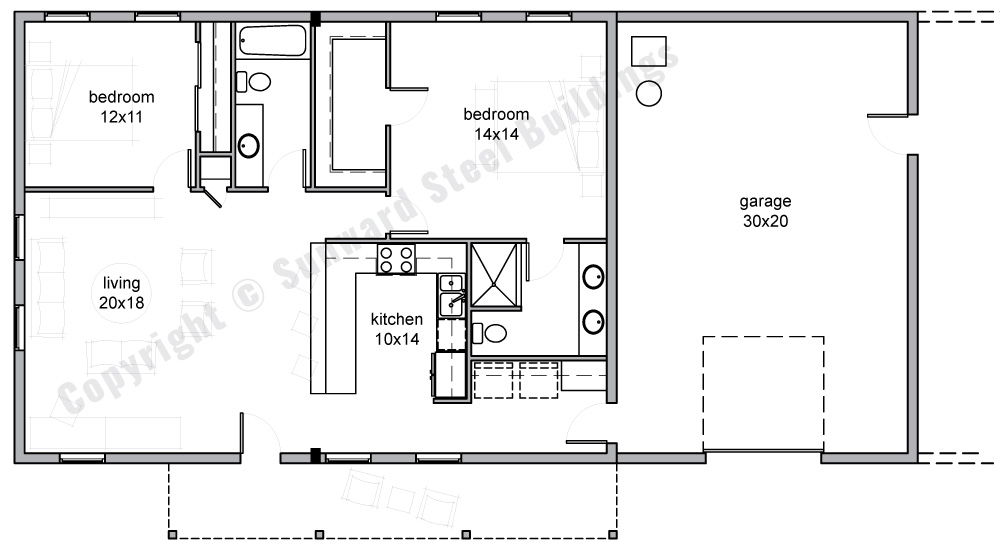 30x60 Barndominium Floor Plan