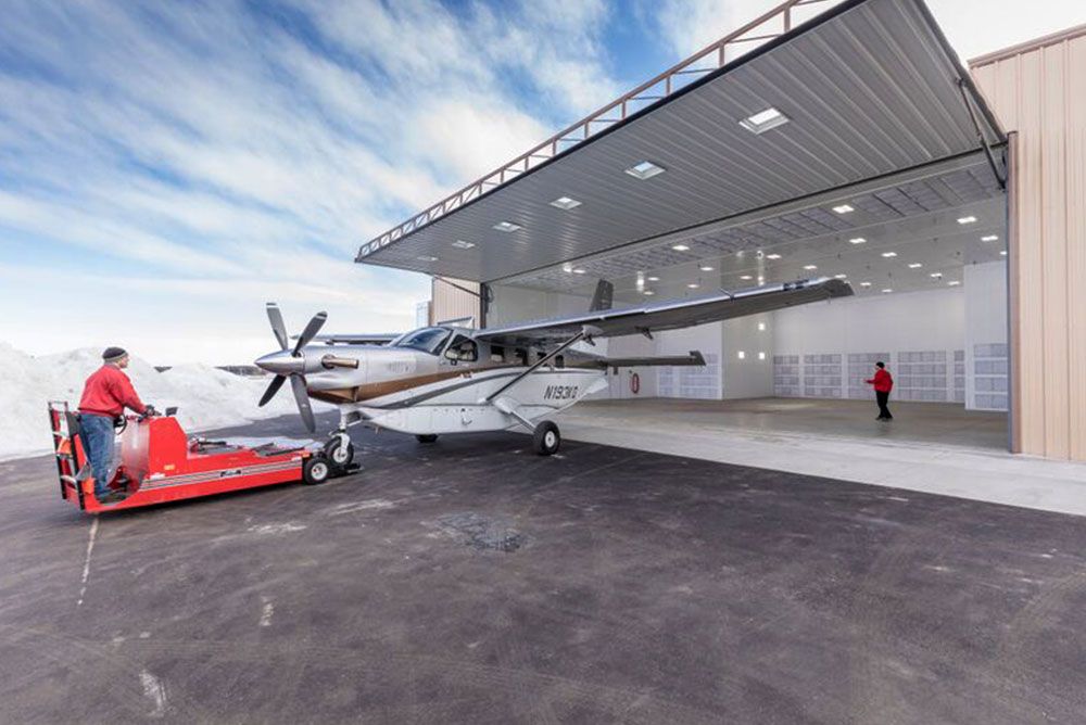 Steel Airplane Hangar In Minnesota