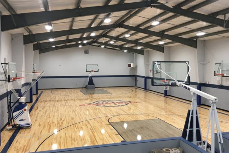 indoor basketball court metal buildings
