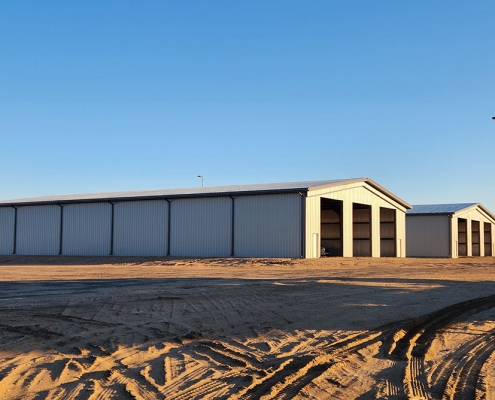 Steel commercial garage buildings in Hudson, Colorado